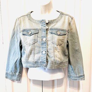 Rue21-Women's Small (juniors) Cropped 3/4 Sleeves Jean Distressed Jacket-Y2K